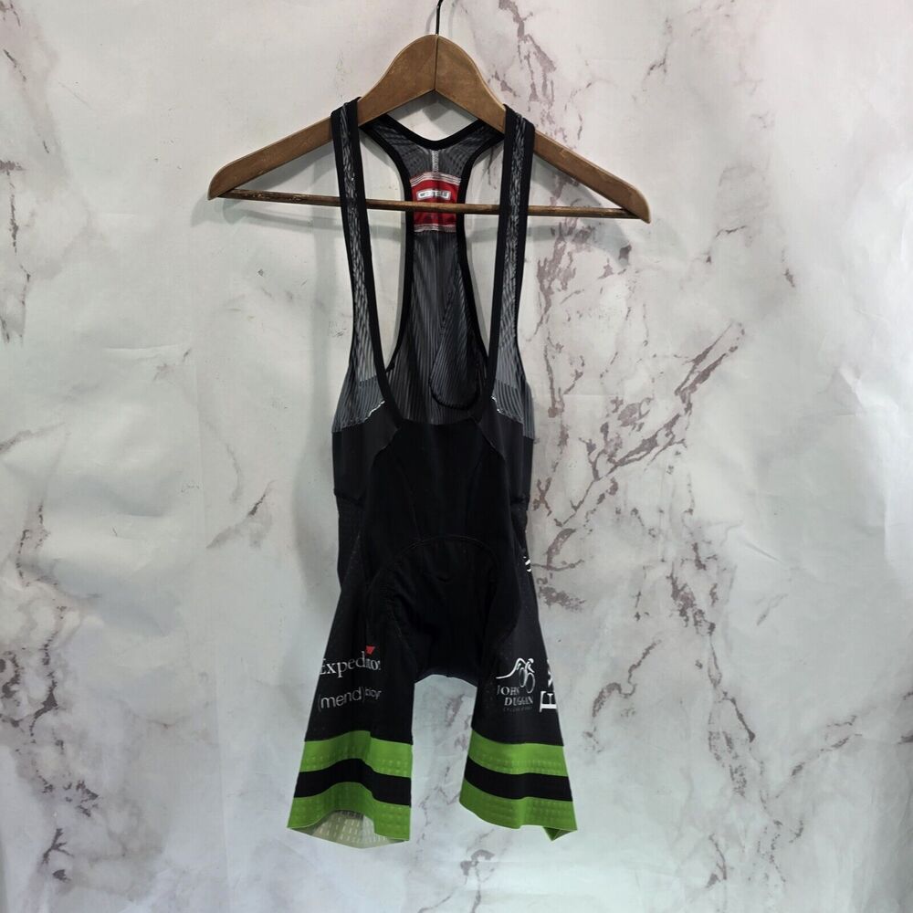 Castelli Cycling Jersey Women Small Black Green Red Black Bike Bib Padded Shorts